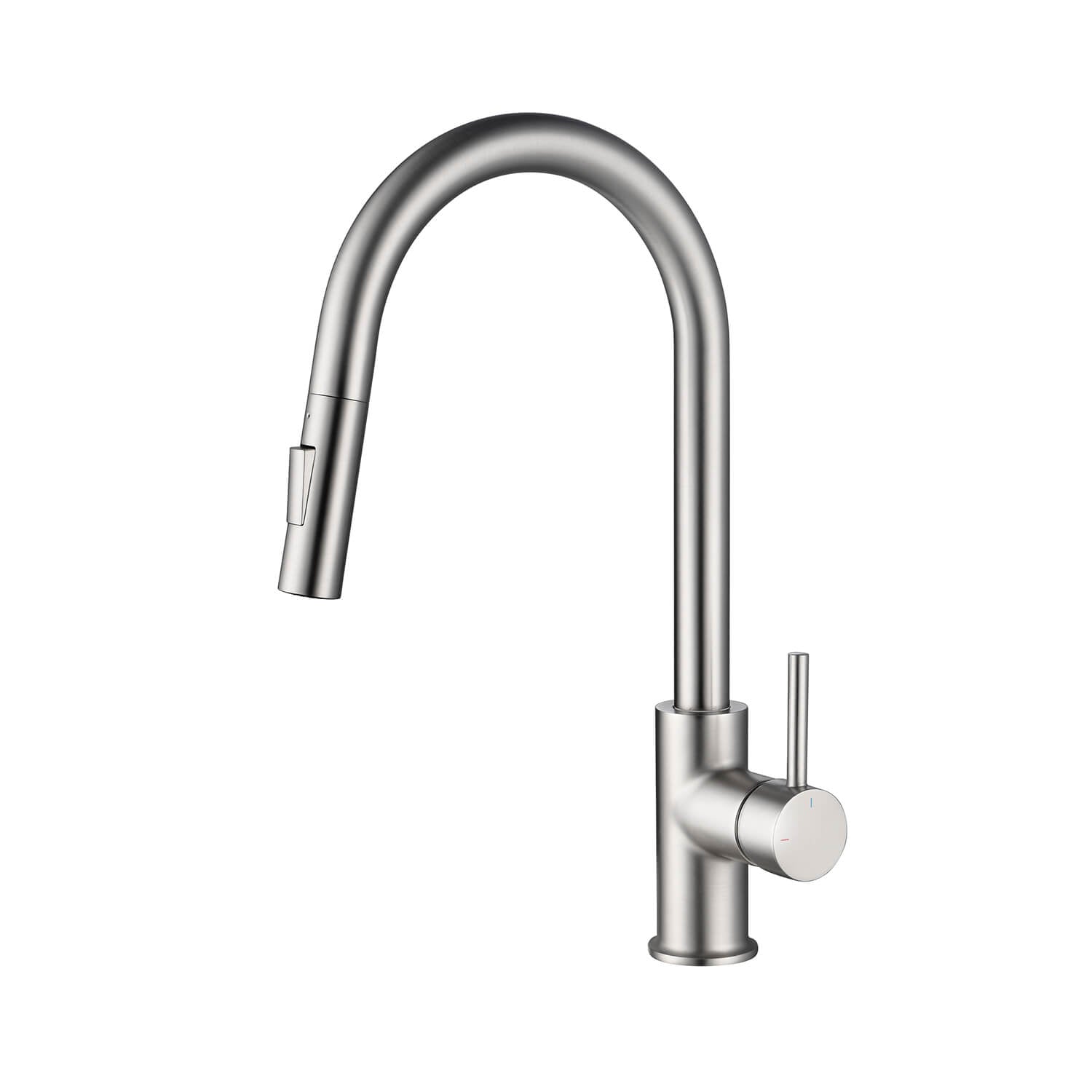 Kibi Circular Single Handle Pull Down Kitchen Faucet in Brushed Nickel Finish - KKF2013BN