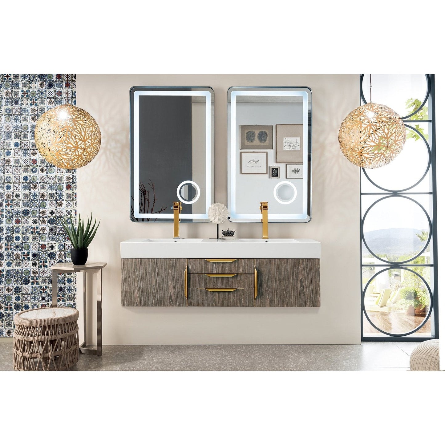 James Martin Vanities Mercer Island 59" Double Vanity - 389-V59D-AGR-G-DGG