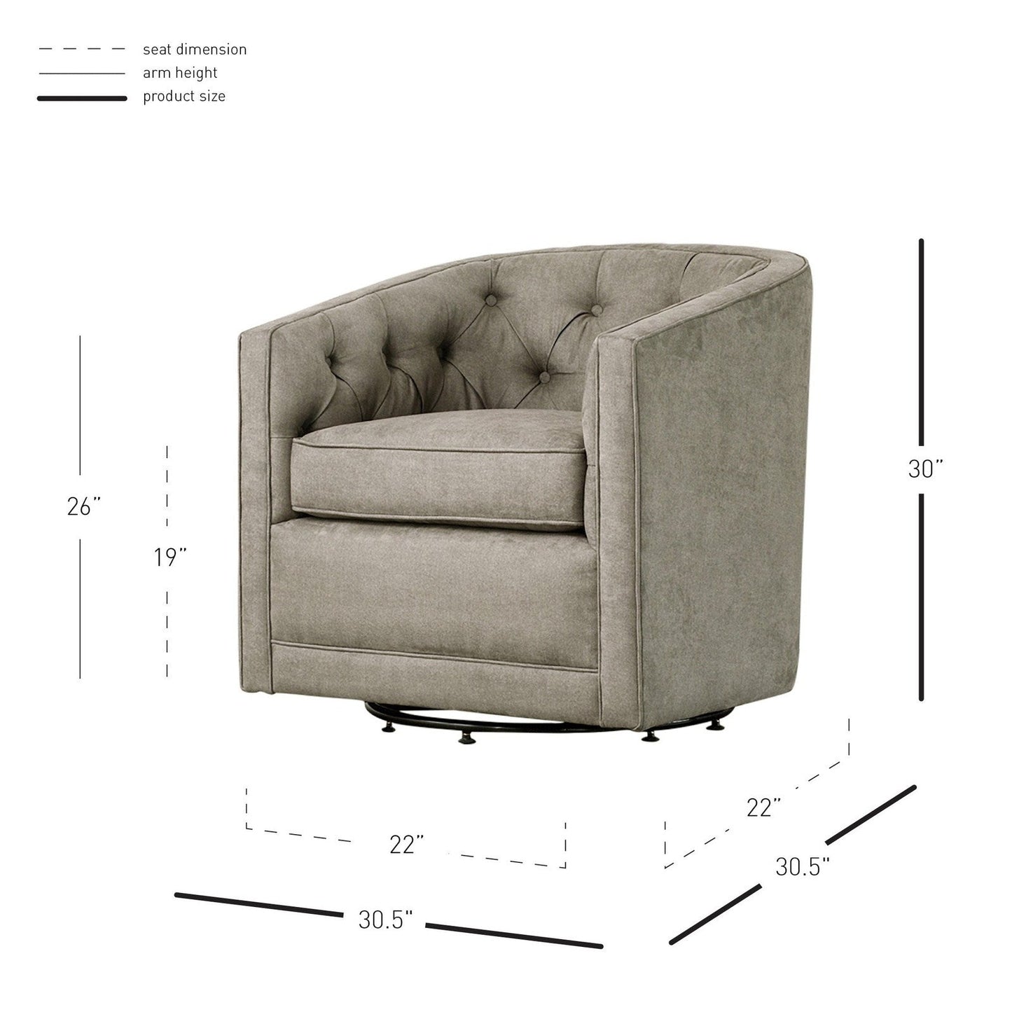 New Pacific Direct Walsh Fabric Swivel Chair  - 1900101-158