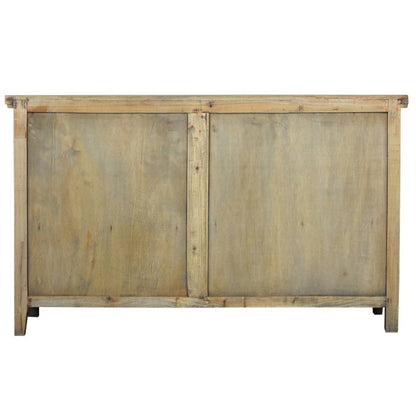 Sunset Trading Cottage 58" Shutter Door Credenza | Driftwood Brown Solid Wood Sideboard | Fully Assembled Console CC-CAB163S-DW - CC-CAB163S-DW