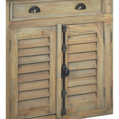 Sunset Trading Cottage 58" Shutter Door Credenza | Driftwood Brown Solid Wood Sideboard | Fully Assembled Console CC-CAB163S-DW - CC-CAB163S-DW