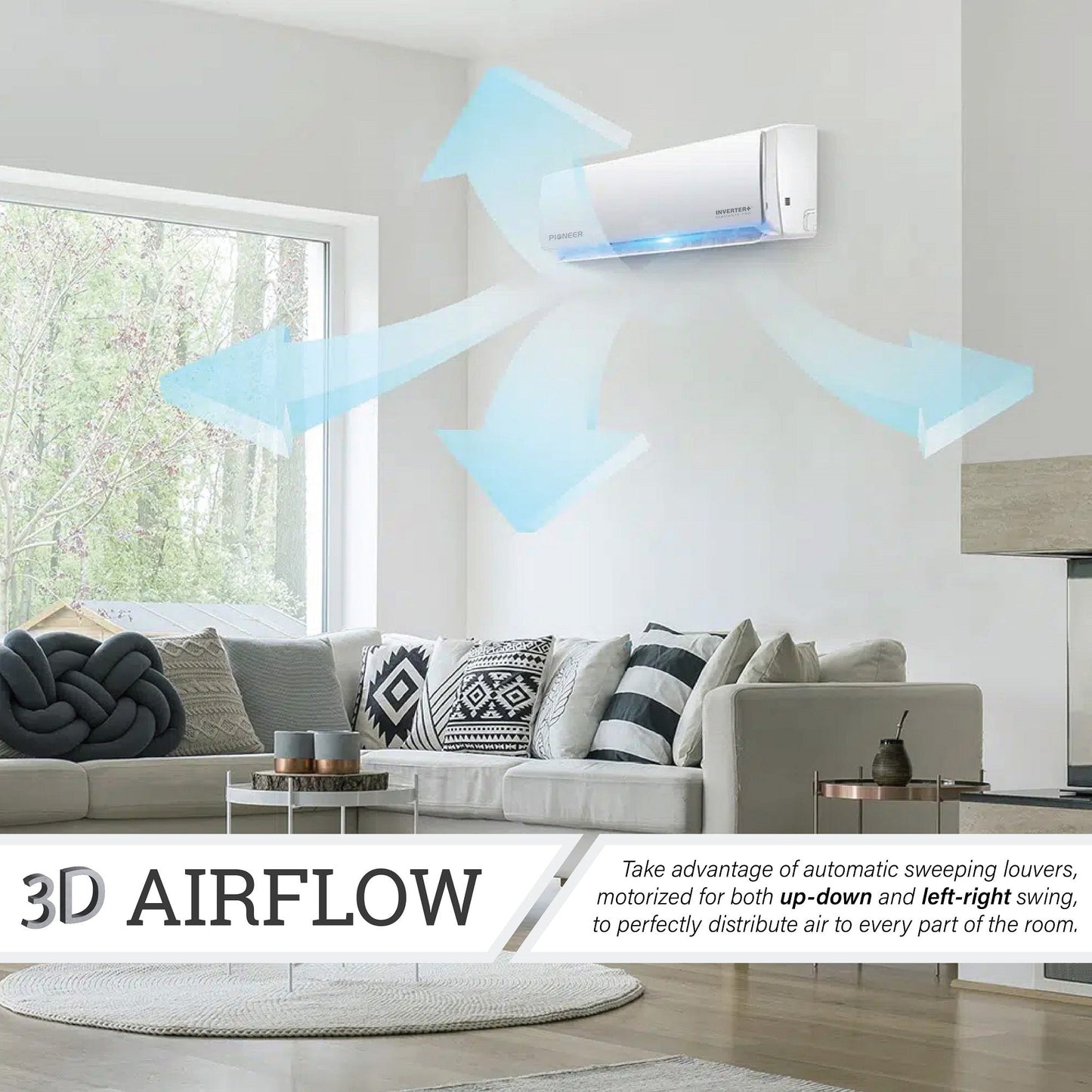Pioneer Diamante Pro Series 9,000 BTU 19 SEER2 Ductless Mini-Split Air Conditioner Inverter+ Heat Pump Full Set 230V with 16 Ft. Kit - WYT009GLFI19RL