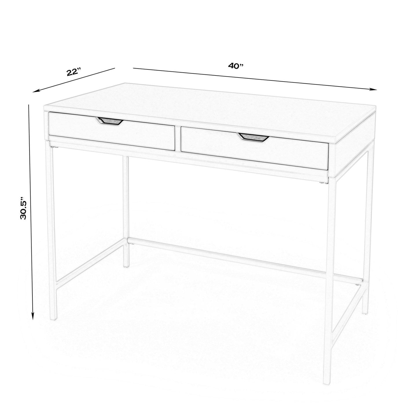 Butler Specialty Company Belka Desk with Drawers, White  - 5466304