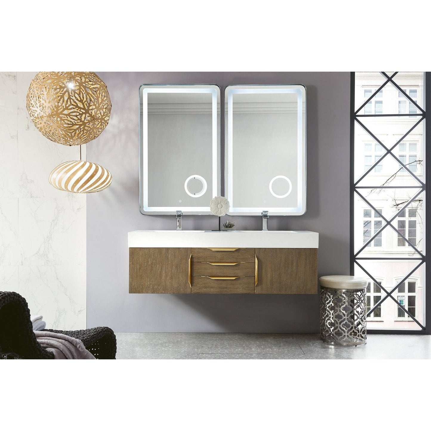 James Martin Vanities Mercer Island 59" Double Vanity - 389-V59D-AGR-G-DGG