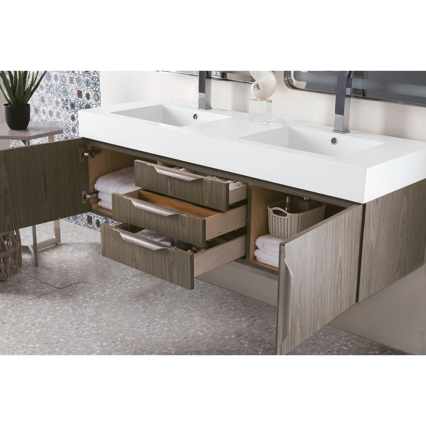 James Martin Vanities Mercer Island 59" Double Vanity - 389-V59D-AGR-G-DGG