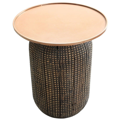 New Pacific Direct Atalia Recycled Teak Root Side/ End Table w/ Steel Tray Top 9600044 - 9600044