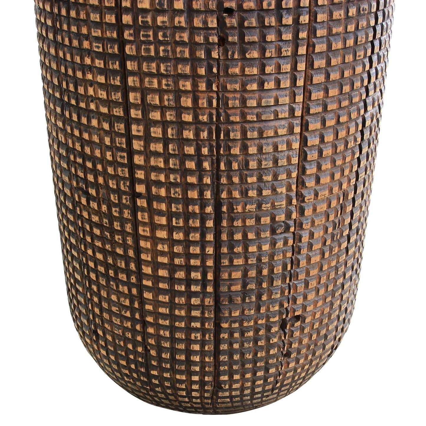 New Pacific Direct Atalia Recycled Teak Root Side/ End Table w/ Steel Tray Top 9600044 - 9600044