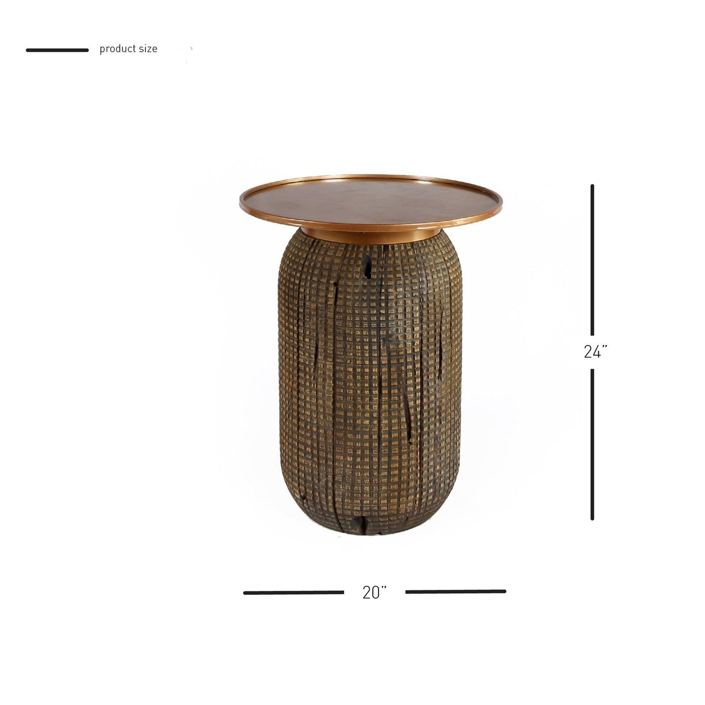 New Pacific Direct Atalia Recycled Teak Root Side/ End Table w/ Steel Tray Top 9600044 - 9600044