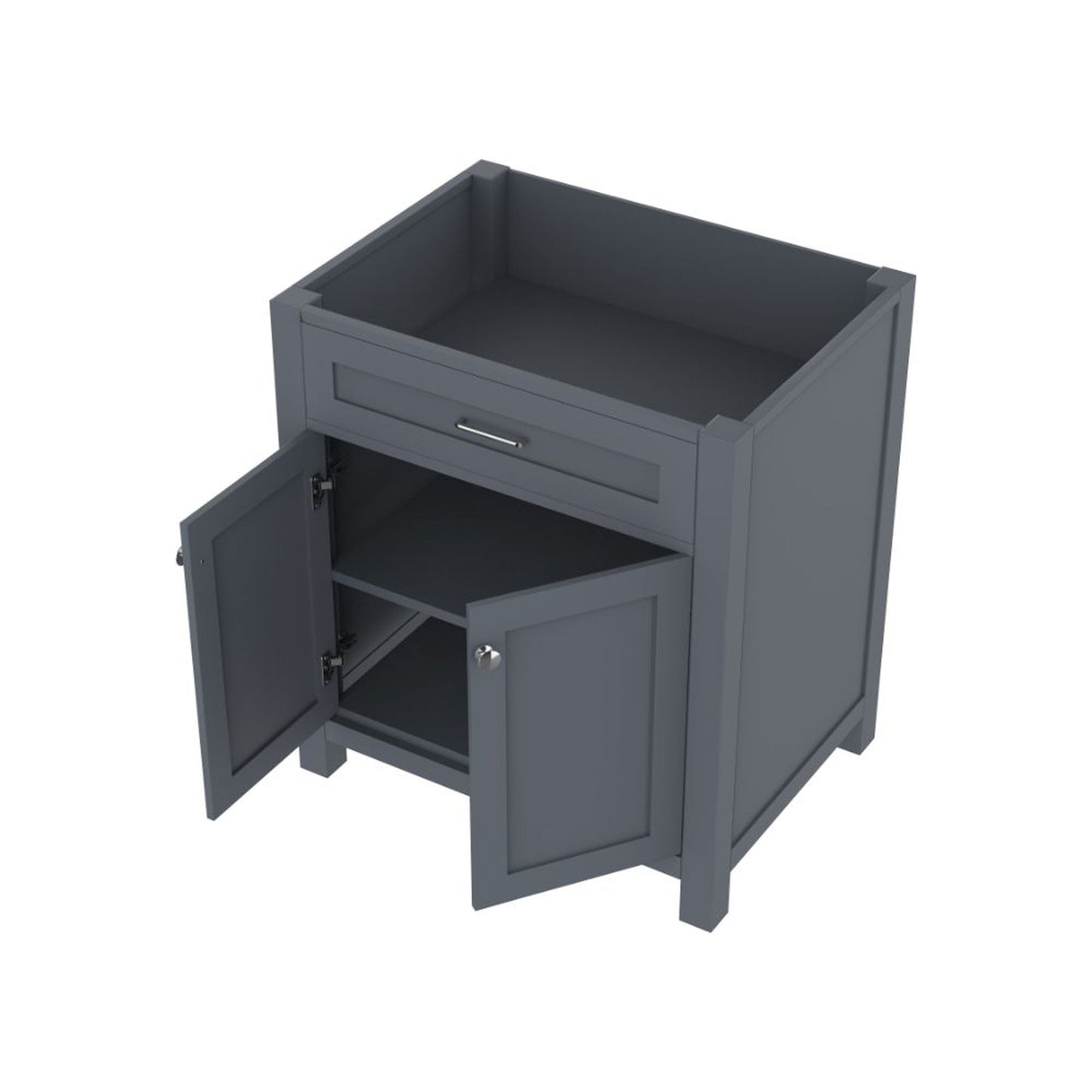 Alya Bath Norwalk 30" Single Gray Freestanding Bathroom Vanity With Brushed Nickel Edge Handles - HE-101-30-G