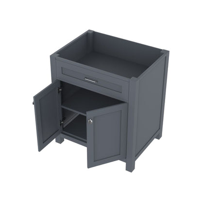 Alya Bath Norwalk 30" Single Gray Freestanding Bathroom Vanity With Brushed Nickel Edge Handles - HE-101-30-G