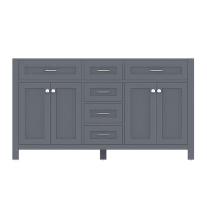 Alya Bath Norwalk 60" Double Gray Freestanding  Bathroom Vanity  With Brushed Nickel Edge Handles - HE-101-60D-G