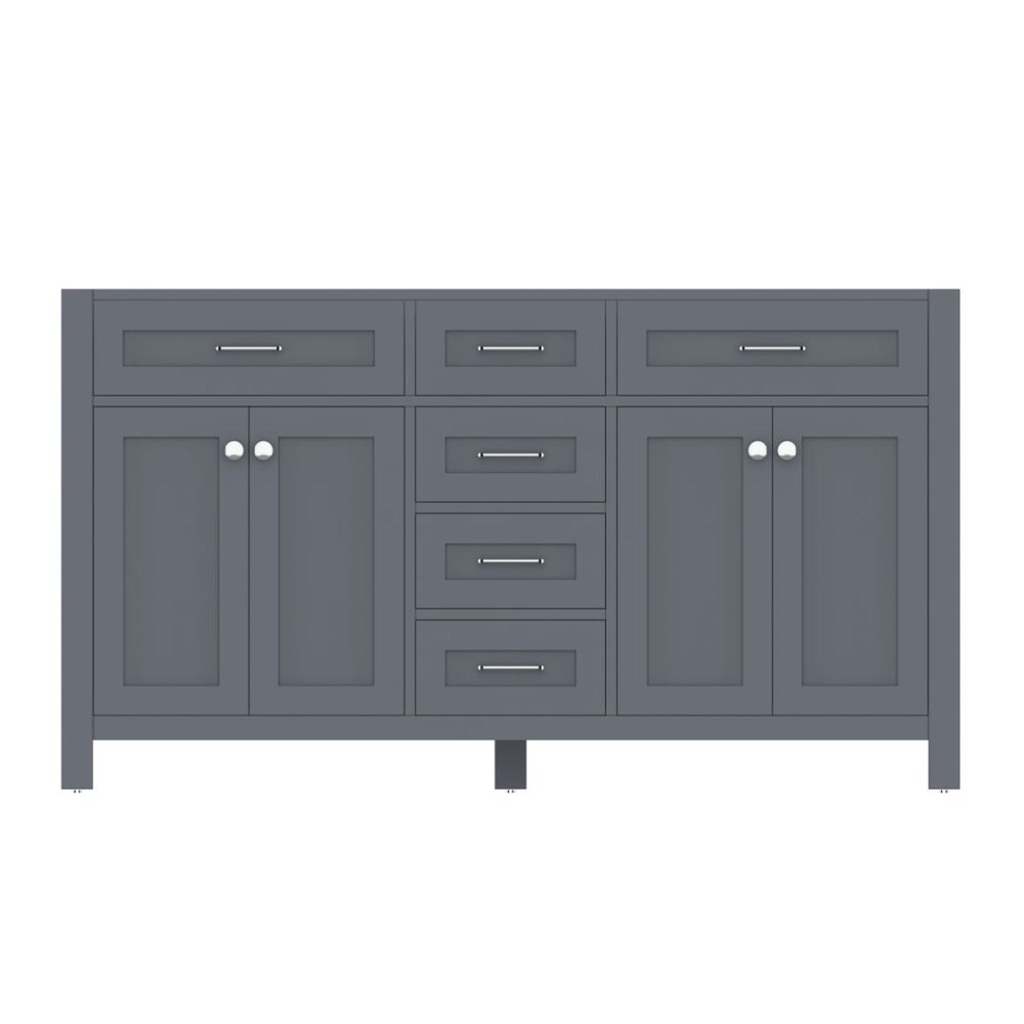 Alya Bath Norwalk 60" Double Gray Freestanding  Bathroom Vanity  With Brushed Nickel Edge Handles - HE-101-60D-G