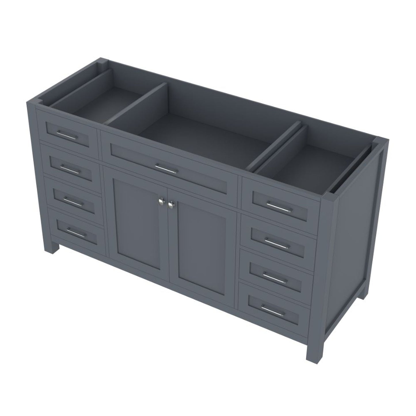 Alya Bath Norwalk 60" Single Gray Freestanding  Bathroom Vanity  With Brushed Nickel Edge Handles - HE-101-60S-G