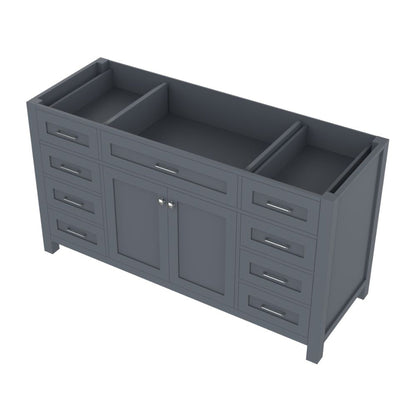 Alya Bath Norwalk 60" Single Gray Freestanding  Bathroom Vanity  With Brushed Nickel Edge Handles - HE-101-60S-G