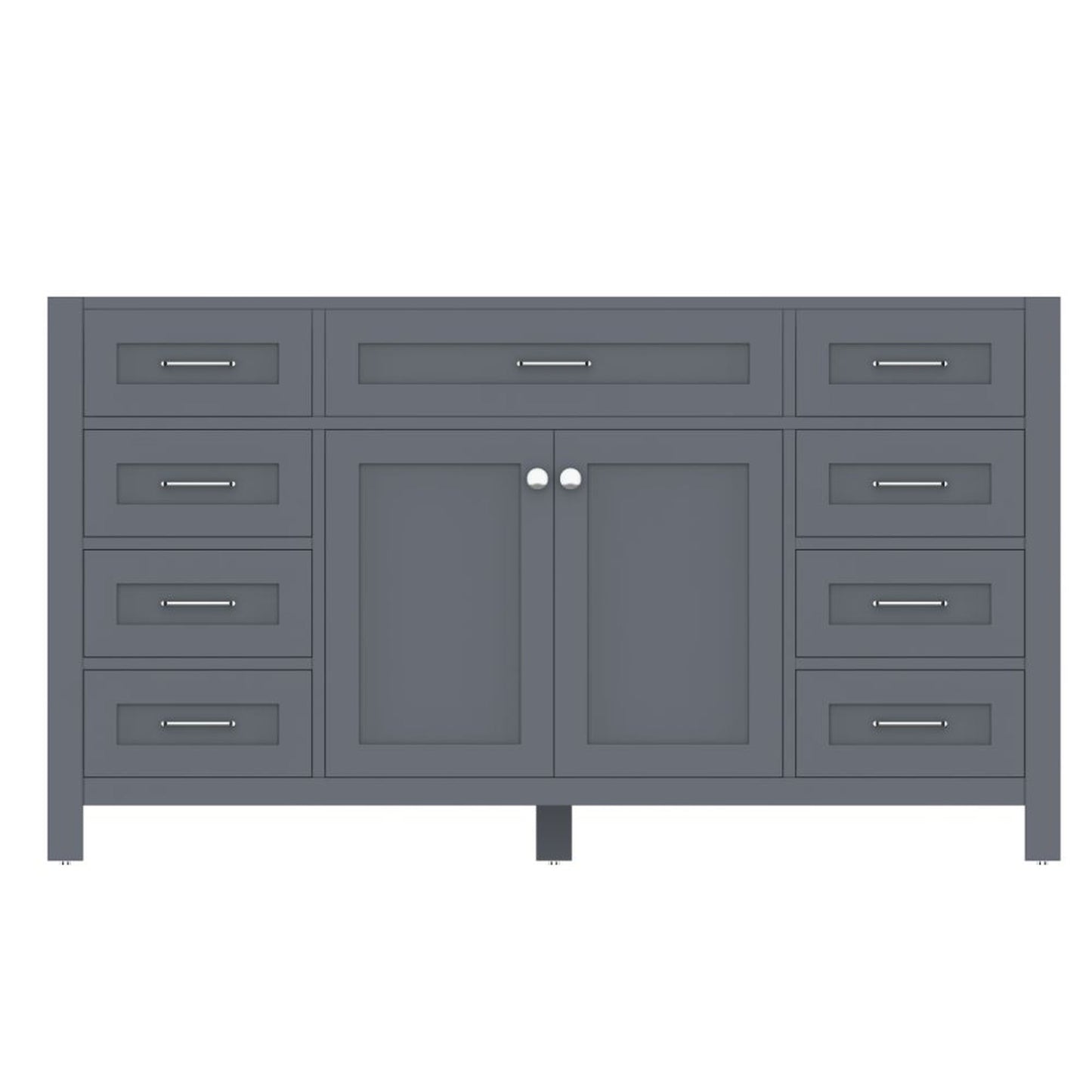 Alya Bath Norwalk 60" Single Gray Freestanding  Bathroom Vanity  With Brushed Nickel Edge Handles - HE-101-60S-G