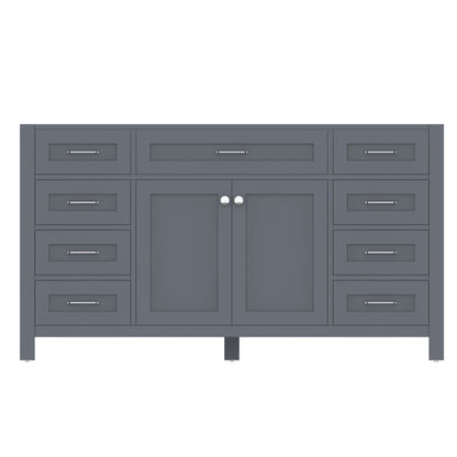 Alya Bath Norwalk 60" Single Gray Freestanding  Bathroom Vanity  With Brushed Nickel Edge Handles - HE-101-60S-G