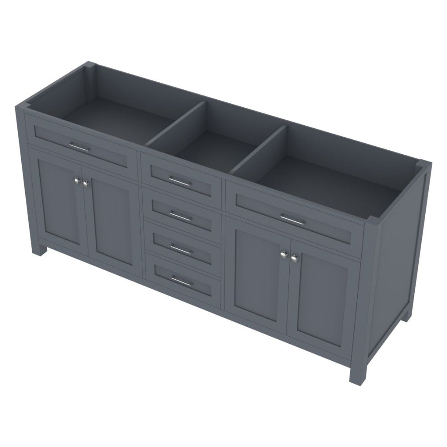 Alya Bath Norwalk 72" Double Gray Freestanding  Bathroom Vanity  With Brushed Nickel Edge Handles - HE-101-72D-G