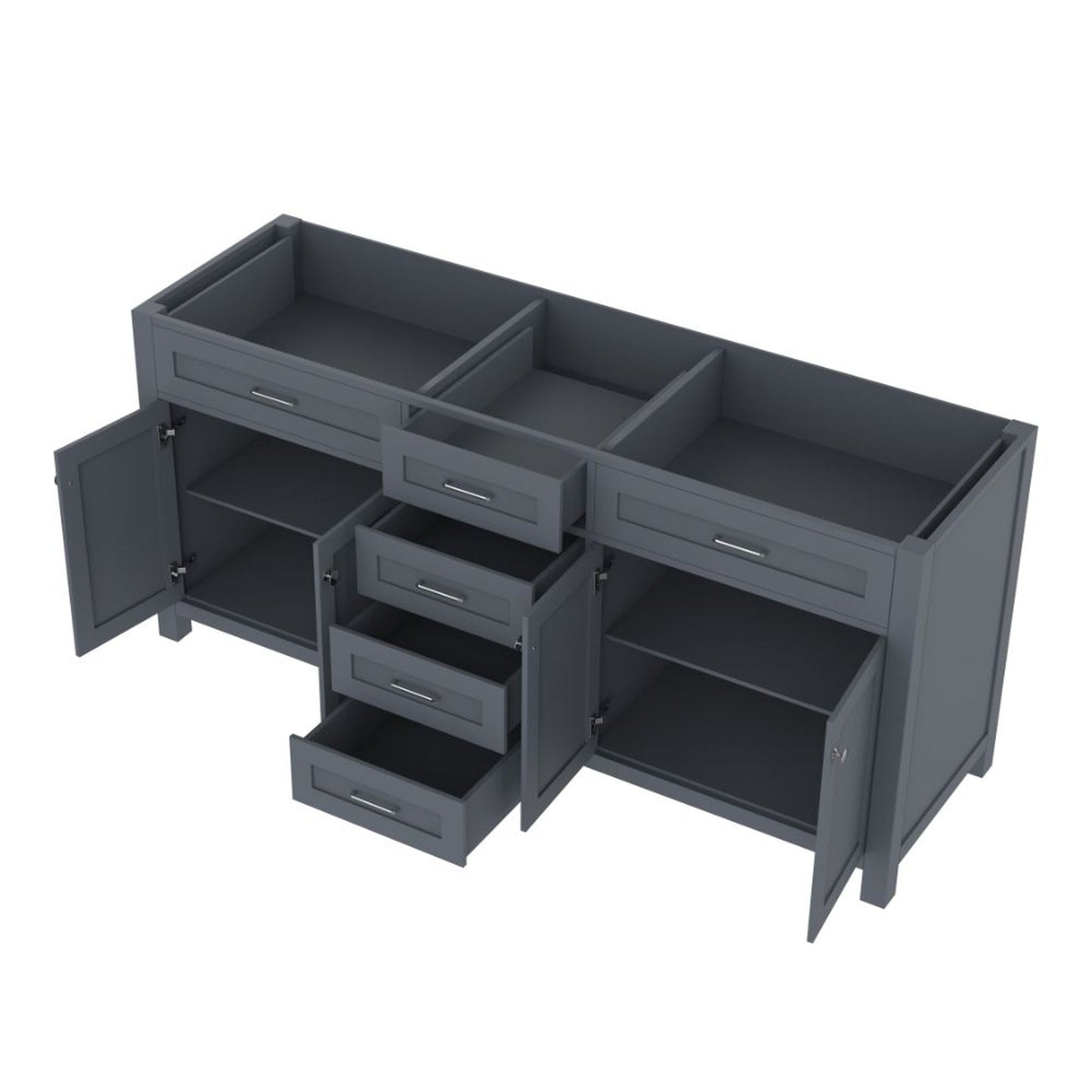 Alya Bath Norwalk 72" Double Gray Freestanding  Bathroom Vanity  With Brushed Nickel Edge Handles - HE-101-72D-G