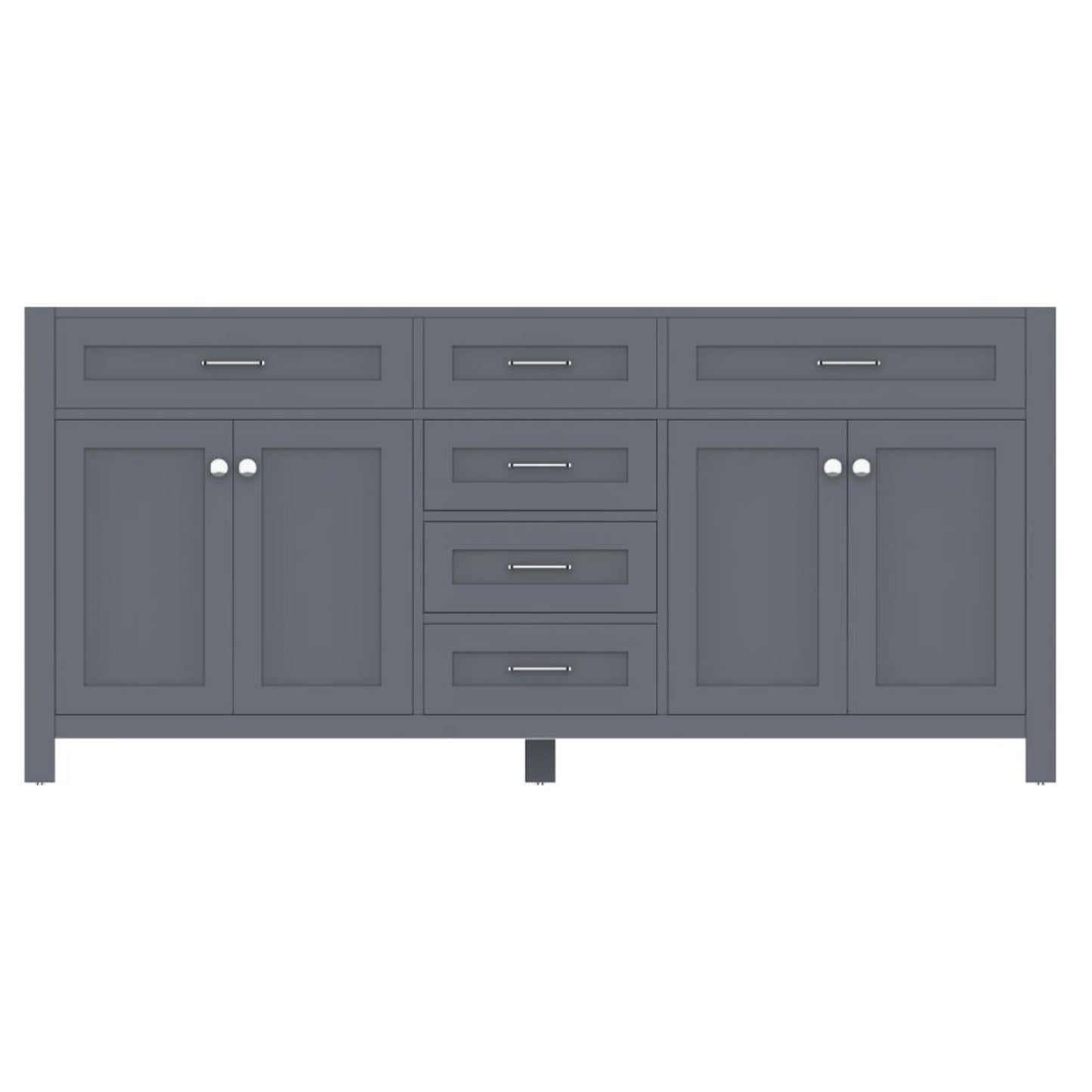 Alya Bath Norwalk 72" Double Gray Freestanding  Bathroom Vanity  With Brushed Nickel Edge Handles - HE-101-72D-G