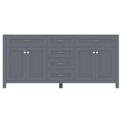 Alya Bath Norwalk 72" Double Gray Freestanding  Bathroom Vanity  With Brushed Nickel Edge Handles - HE-101-72D-G