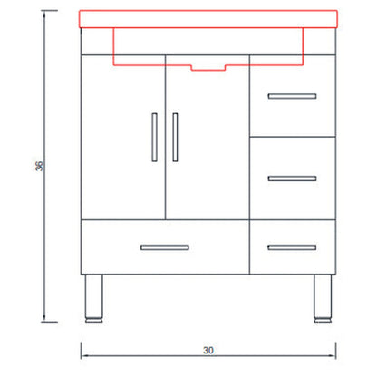 Alya Bath Ripley  30" Single Gray Modern Freestanding  Bathroom Vanity With drawers, Integrated Acrylic Top, Acrylic Sink and Wall Mounted Mirror - AT-8050-G+AT-30-M-G