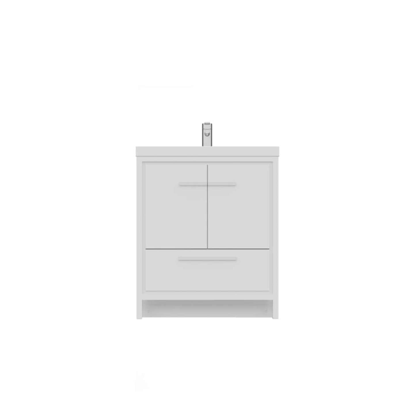 Alya Bath Sortino 30" Single White Modern Freestanding  Bathroom Vanity With Acrylic Top and Integrated Sink - AB-MD630-W