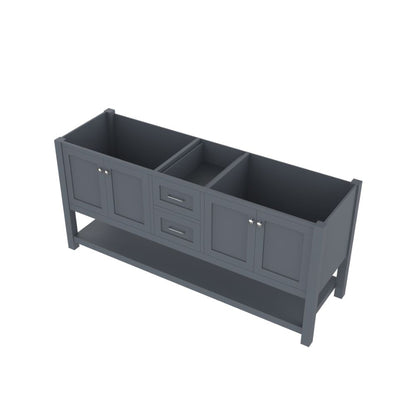 Alya Bath Wilmington 72" Double Gray Freestanding Bathroom Vanity  With Brushed Nickel Edge Handles - HE-102-72D-G