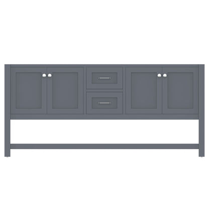 Alya Bath Wilmington 72" Double Gray Freestanding Bathroom Vanity  With Brushed Nickel Edge Handles - HE-102-72D-G