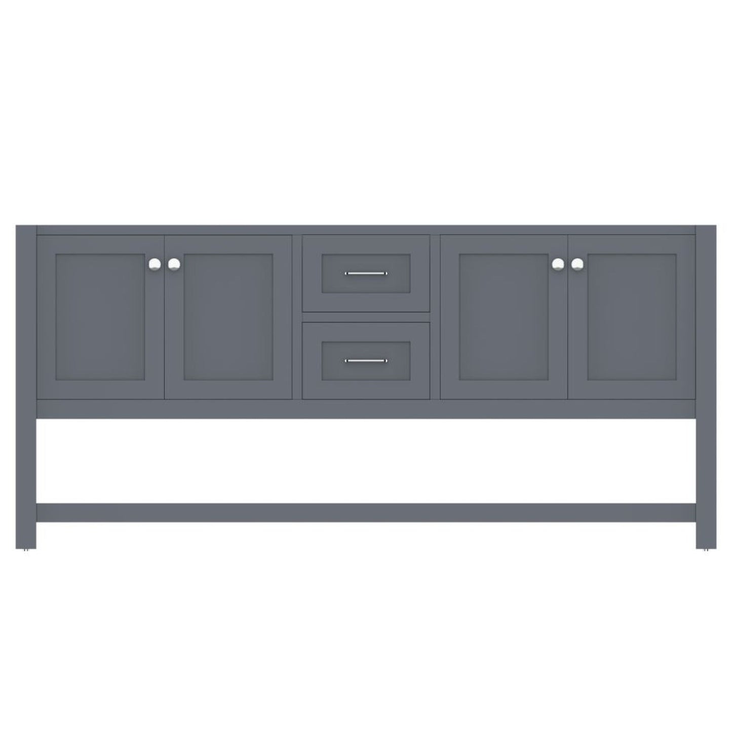 Alya Bath Wilmington 72" Double Gray Freestanding Bathroom Vanity  With Brushed Nickel Edge Handles - HE-102-72D-G