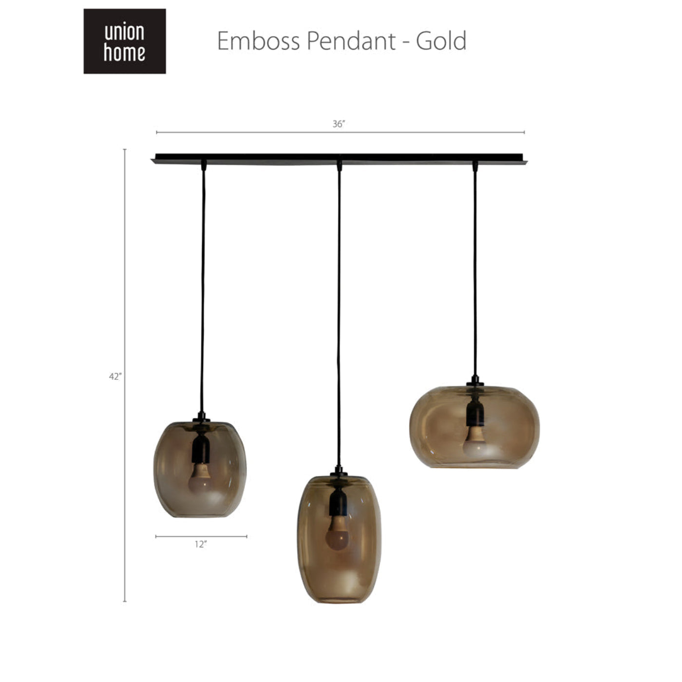 Union Home Emboss Pendant Gold  - DEC00012