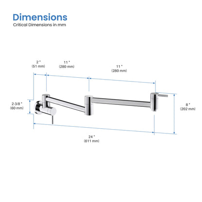 Kibi Circular Kitchen Pot Filler In Chrome Finish - KPF601CH