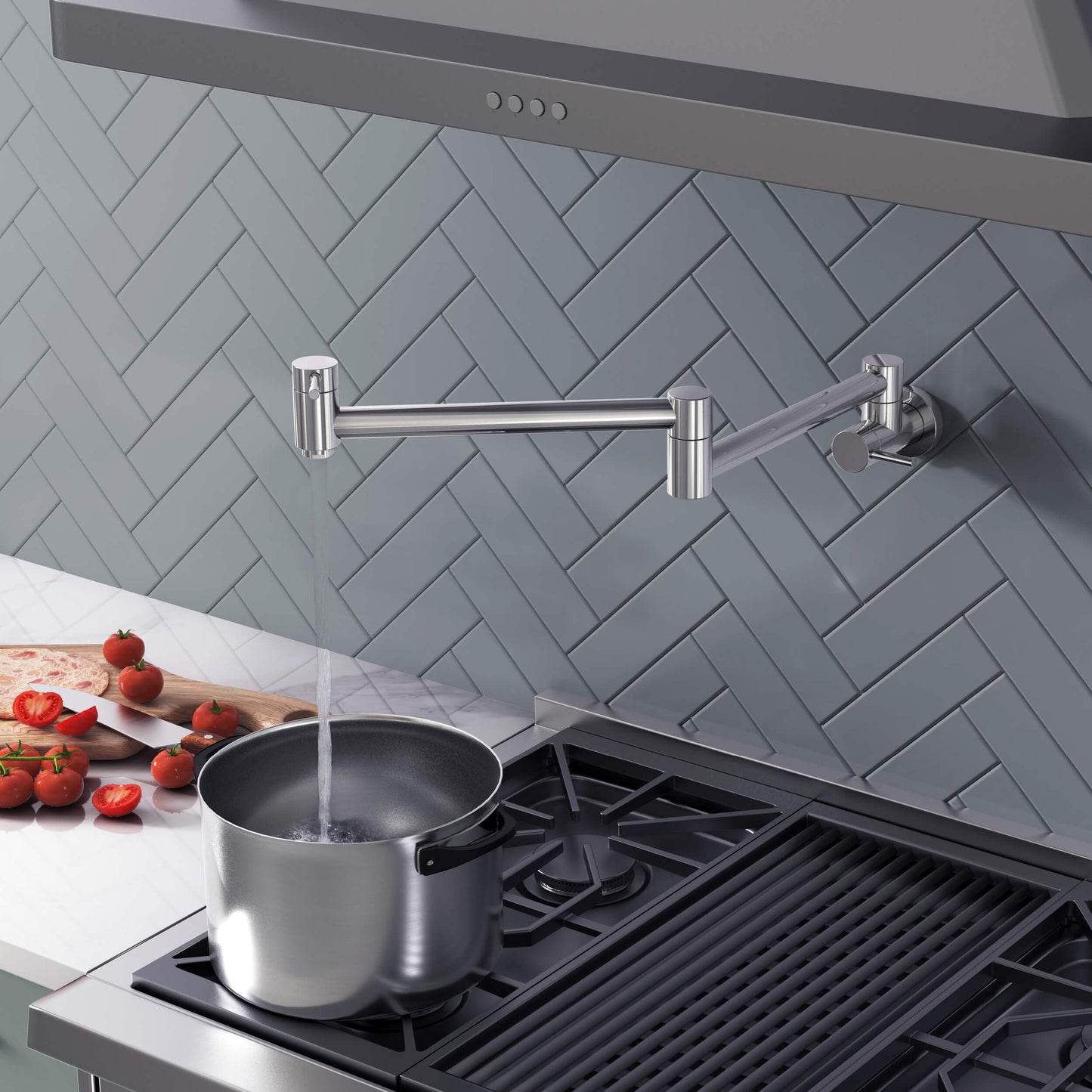 Kibi Circular Kitchen Pot Filler In Chrome Finish - KPF601CH