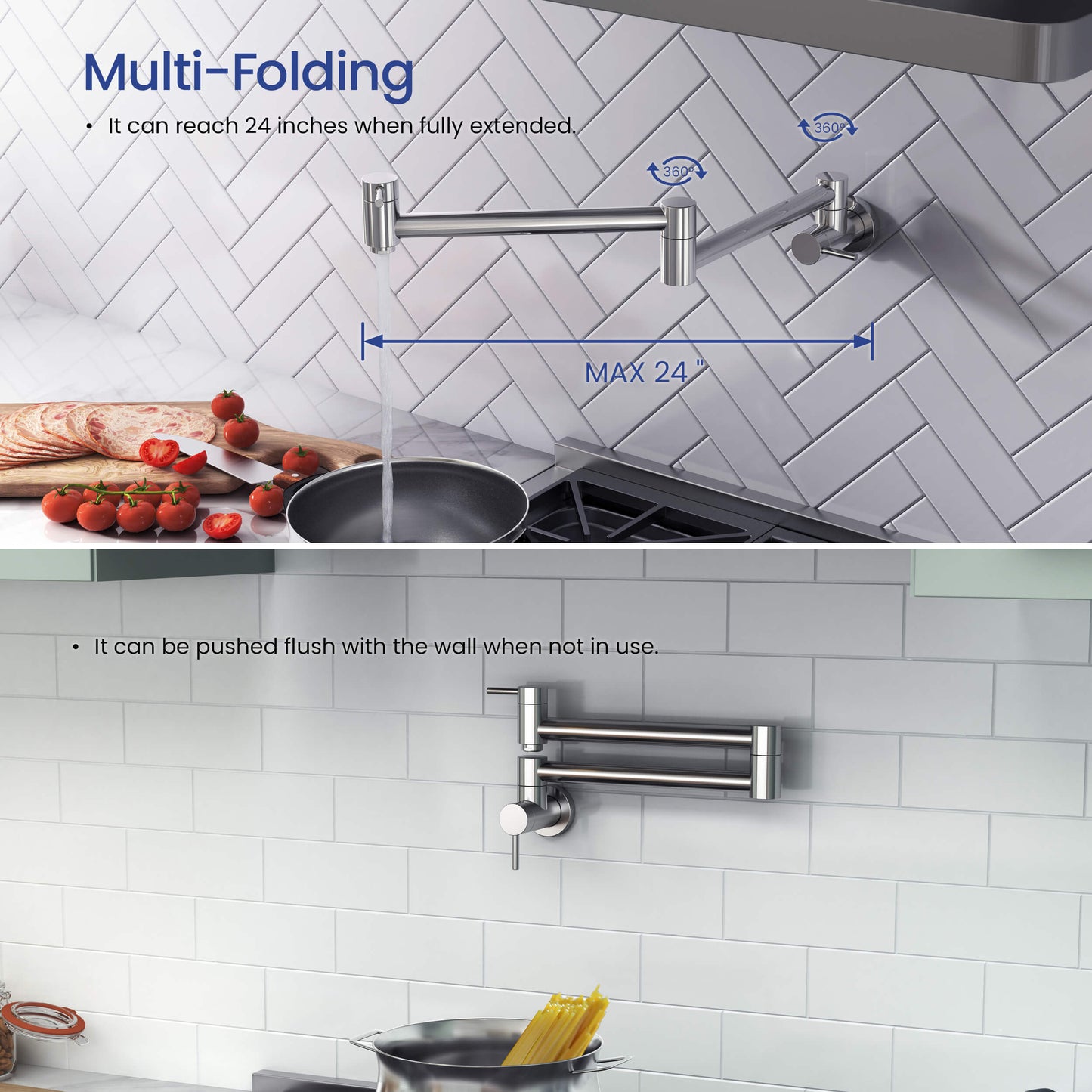 Kibi Circular Kitchen Pot Filler In Chrome Finish - KPF601CH