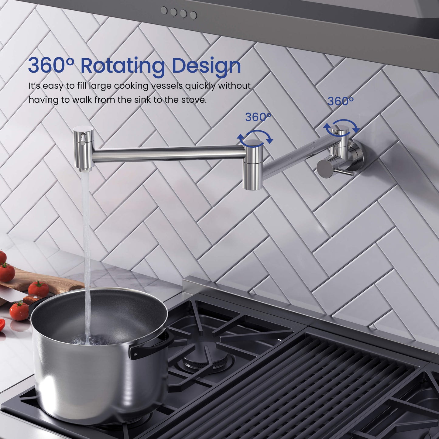 Kibi Circular Kitchen Pot Filler In Chrome Finish - KPF601CH
