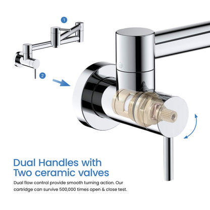 Kibi Circular Kitchen Pot Filler In Chrome Finish - KPF601CH