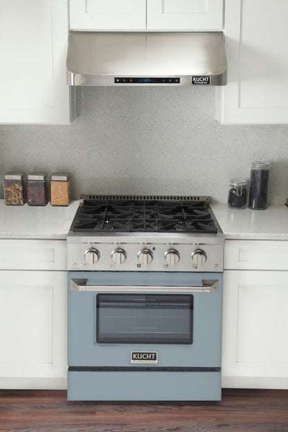 Kucht 30 Inch Professional KNG Series Natural Gas Stainless Steel Range with Light Blue Door - KNG301-LB