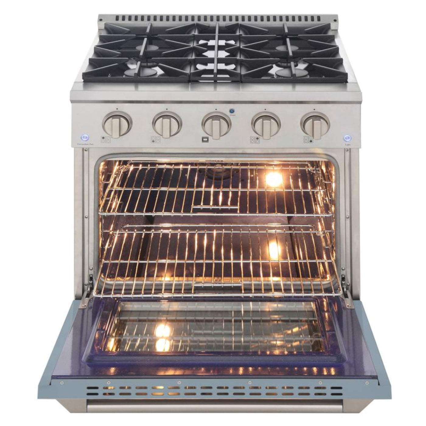 Kucht 30 Inch Professional KNG Series Natural Gas Stainless Steel Range with Light Blue Door - KNG301-LB
