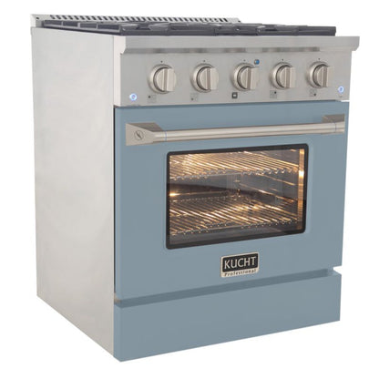Kucht 30 Inch Professional KNG Series Natural Gas Stainless Steel Range with Light Blue Door - KNG301-LB