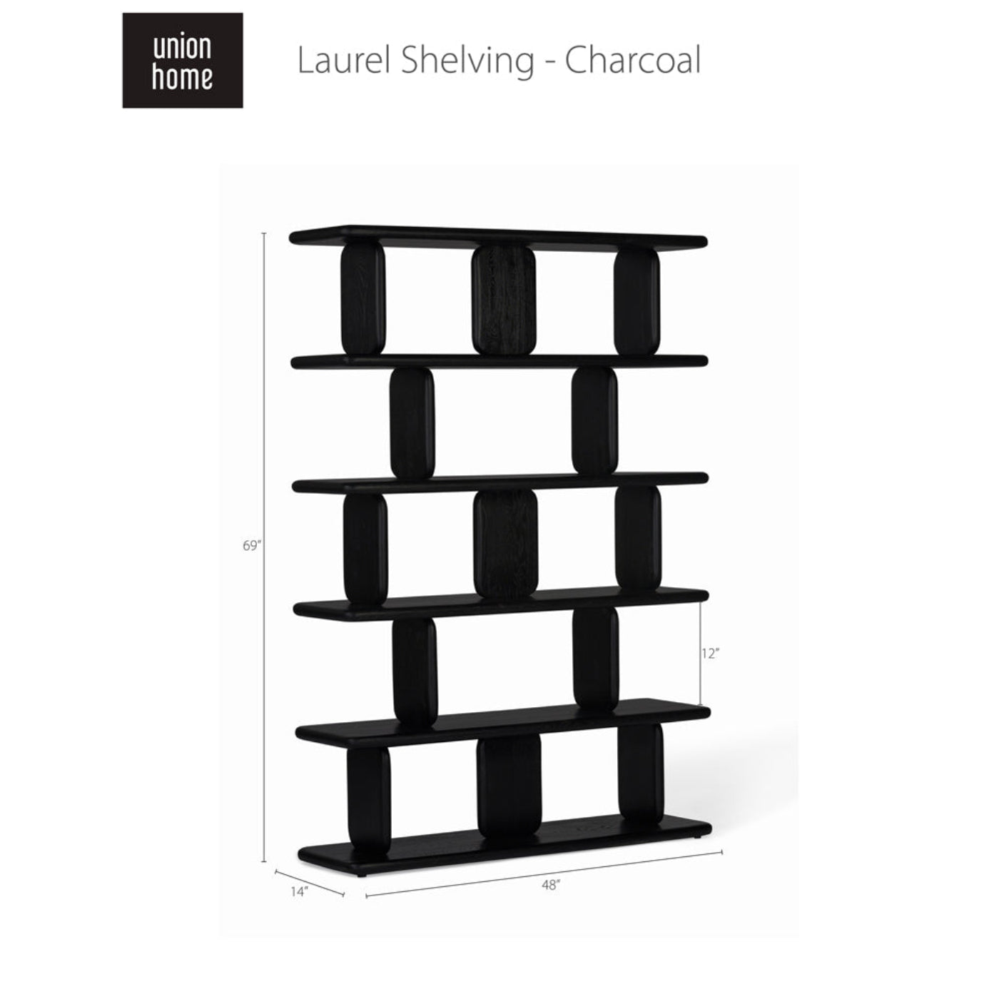 Union Home Laurel Shelving - Charcoal -  LVR00354