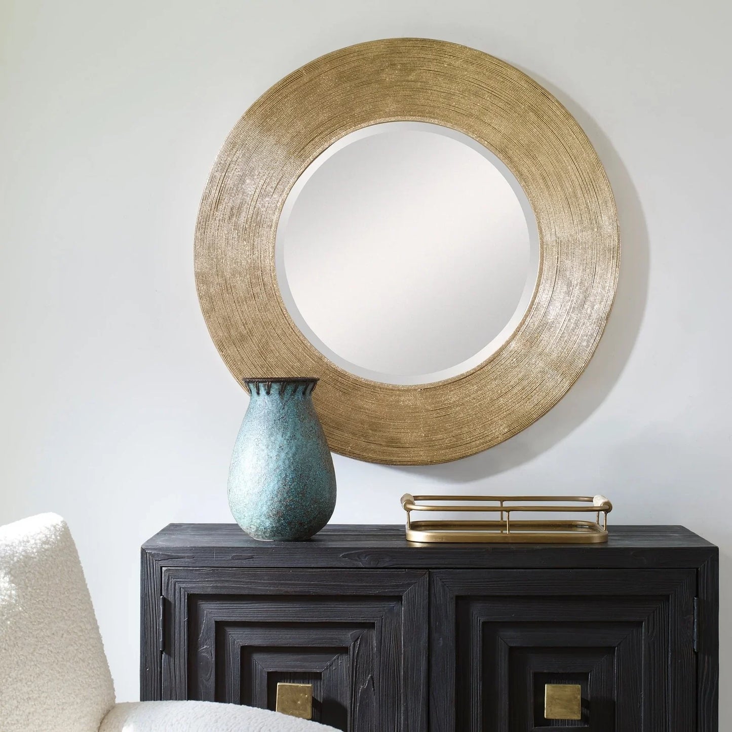 Uttermost Relic Aged Gold Round Mirror 09647