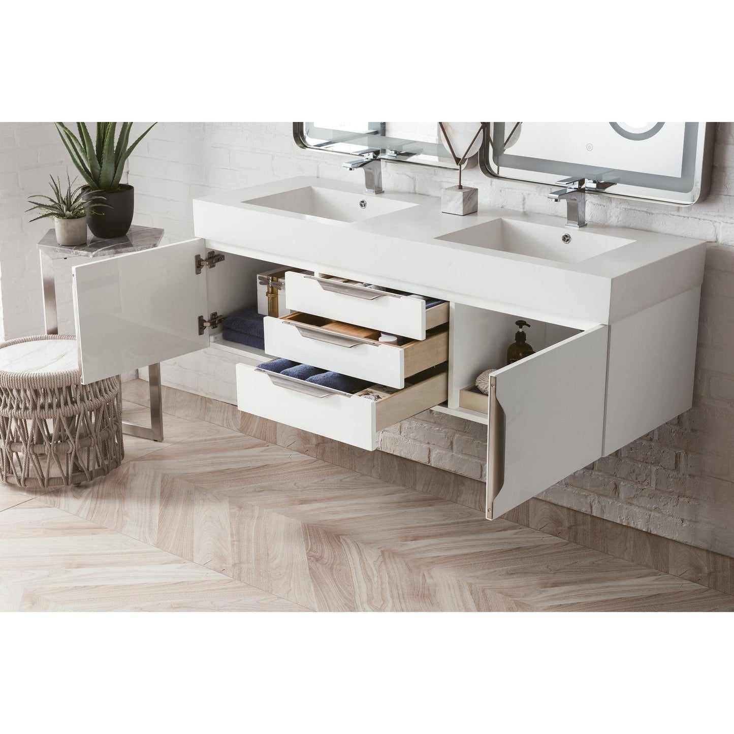 James Martin Vanities Mercer Island 59" Double Vanity - 389-V59D-AGR-G-DGG