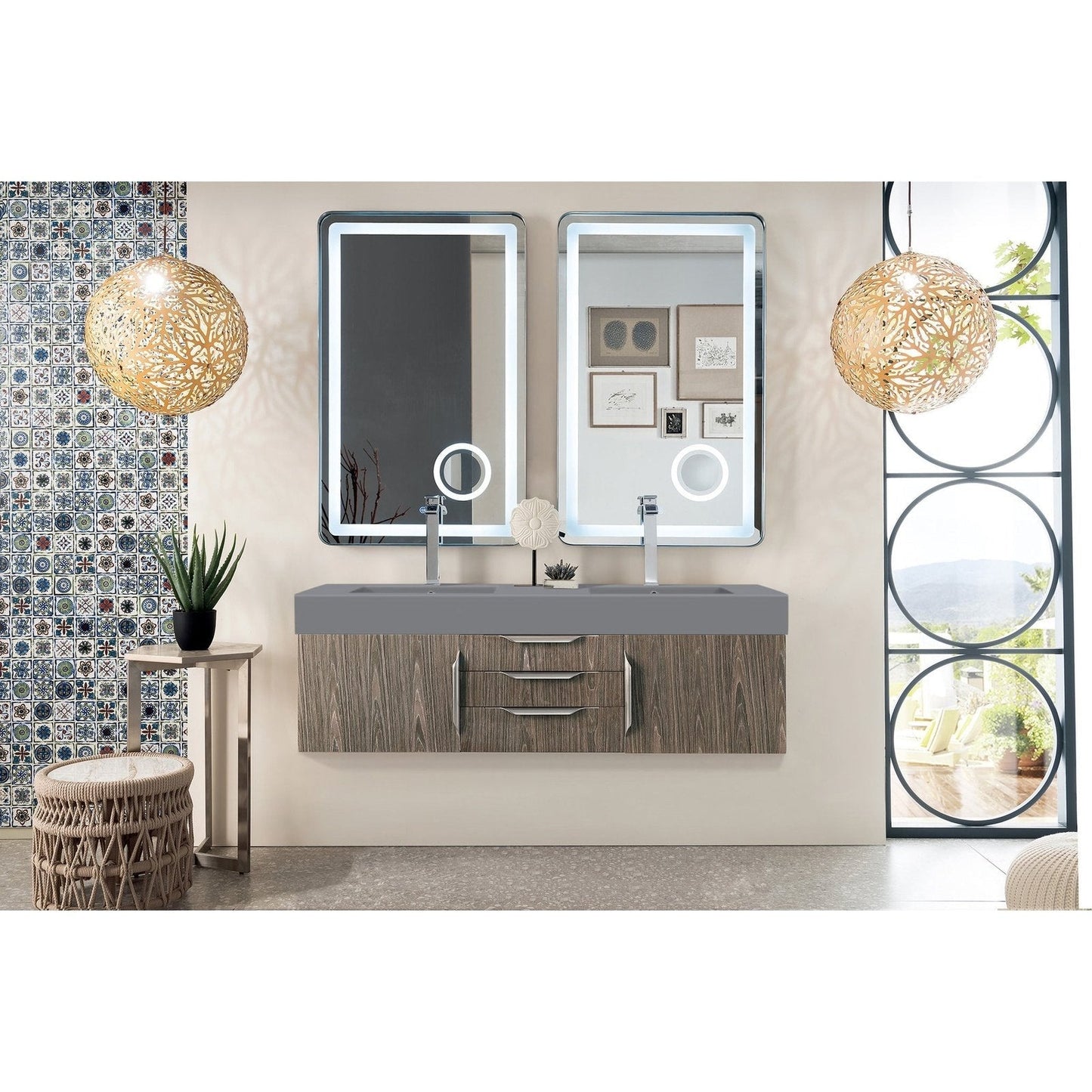 James Martin Vanities Mercer Island 59" Double Vanity - 389-V59D-AGR-G-DGG