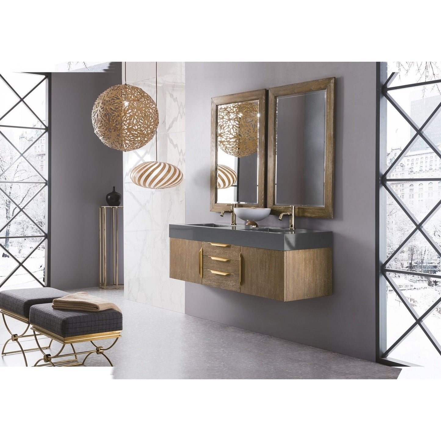James Martin Vanities Mercer Island 59" Double Vanity - 389-V59D-AGR-G-DGG