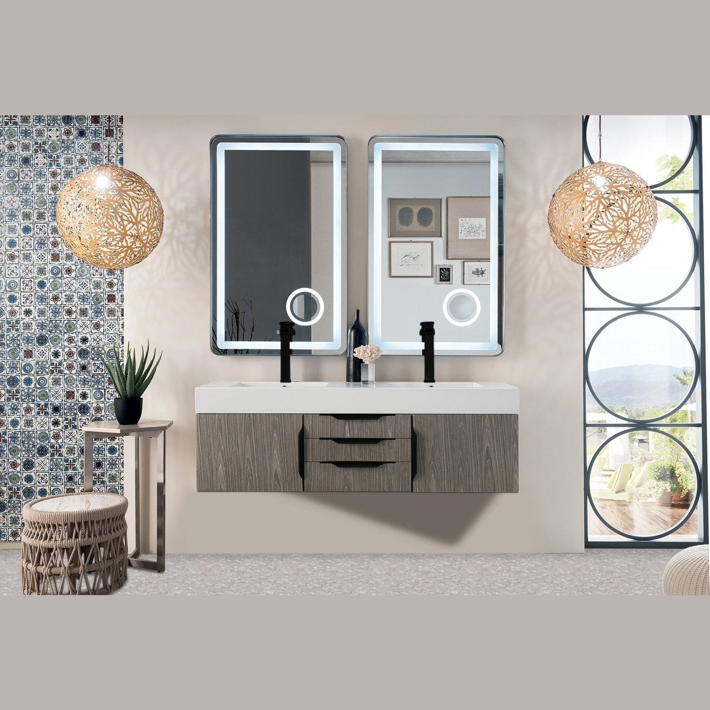 James Martin Vanities Mercer Island 59" Double Vanity - 389-V59D-AGR-G-DGG