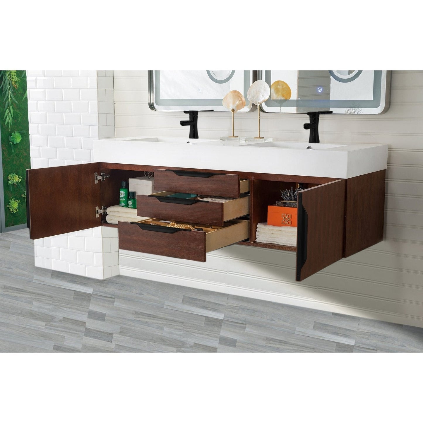 James Martin Vanities Mercer Island 59" Double Vanity - 389-V59D-AGR-G-DGG