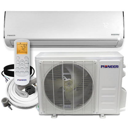 Pioneer Diamante Pro Series 9,000 BTU 19 SEER2 Ductless Mini-Split Air Conditioner Inverter+ Heat Pump Full Set 115V with 16 Ft. Kit - WYT009ALFI19RL