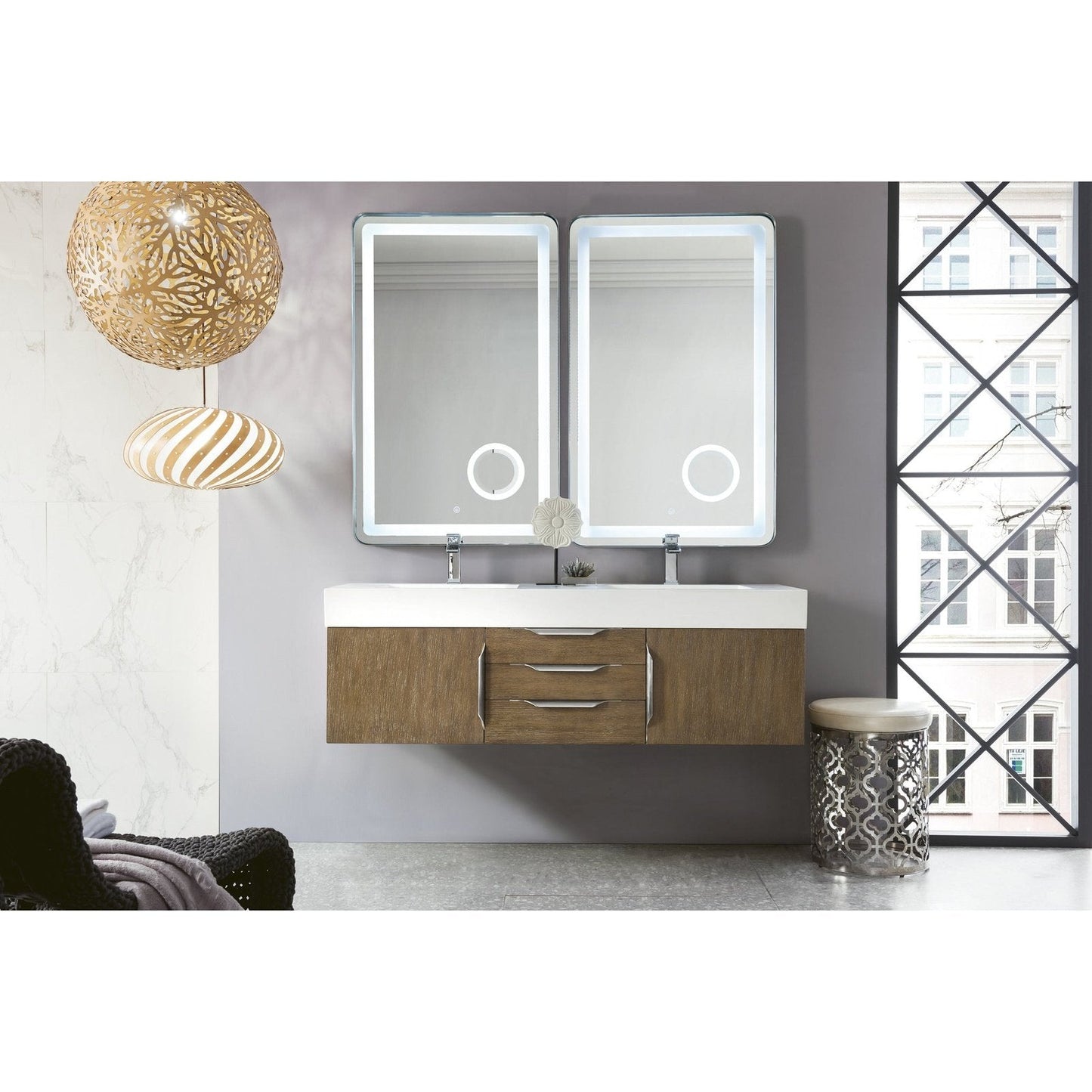 James Martin Vanities Mercer Island 59" Double Vanity - 389-V59D-AGR-G-DGG