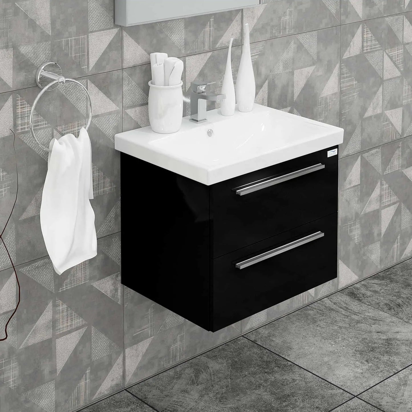 Casa Mare Elke 24" Bathroom Vanity and Ceramic Sink Combo with LED Mirror - Elke60GB-24