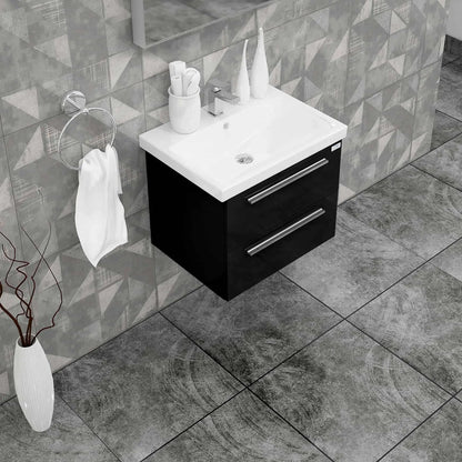 Casa Mare Elke 24" Bathroom Vanity and Ceramic Sink Combo with LED Mirror - Elke60GB-24