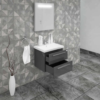 Casa Mare Elke 24" Bathroom Vanity and Ceramic Sink Combo with LED Mirror - Elke60GB-24